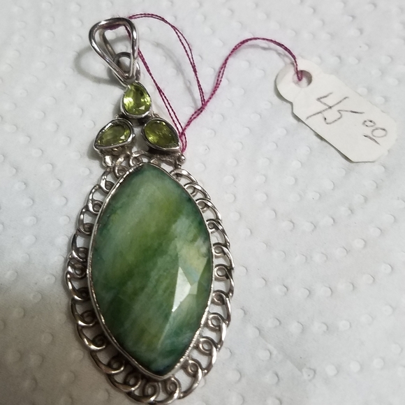 New Sterling Silver emerald & peridot pendant - Picture 1 of 8